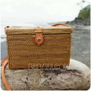 sling women cosmetic bags rattan sequare full handwoven classic design